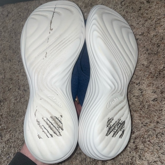 Clarks 10 M Navy Blue Cloudsteppers Marin Women's Wedge Comfort Sandals Shoes - Picture 5 of 5